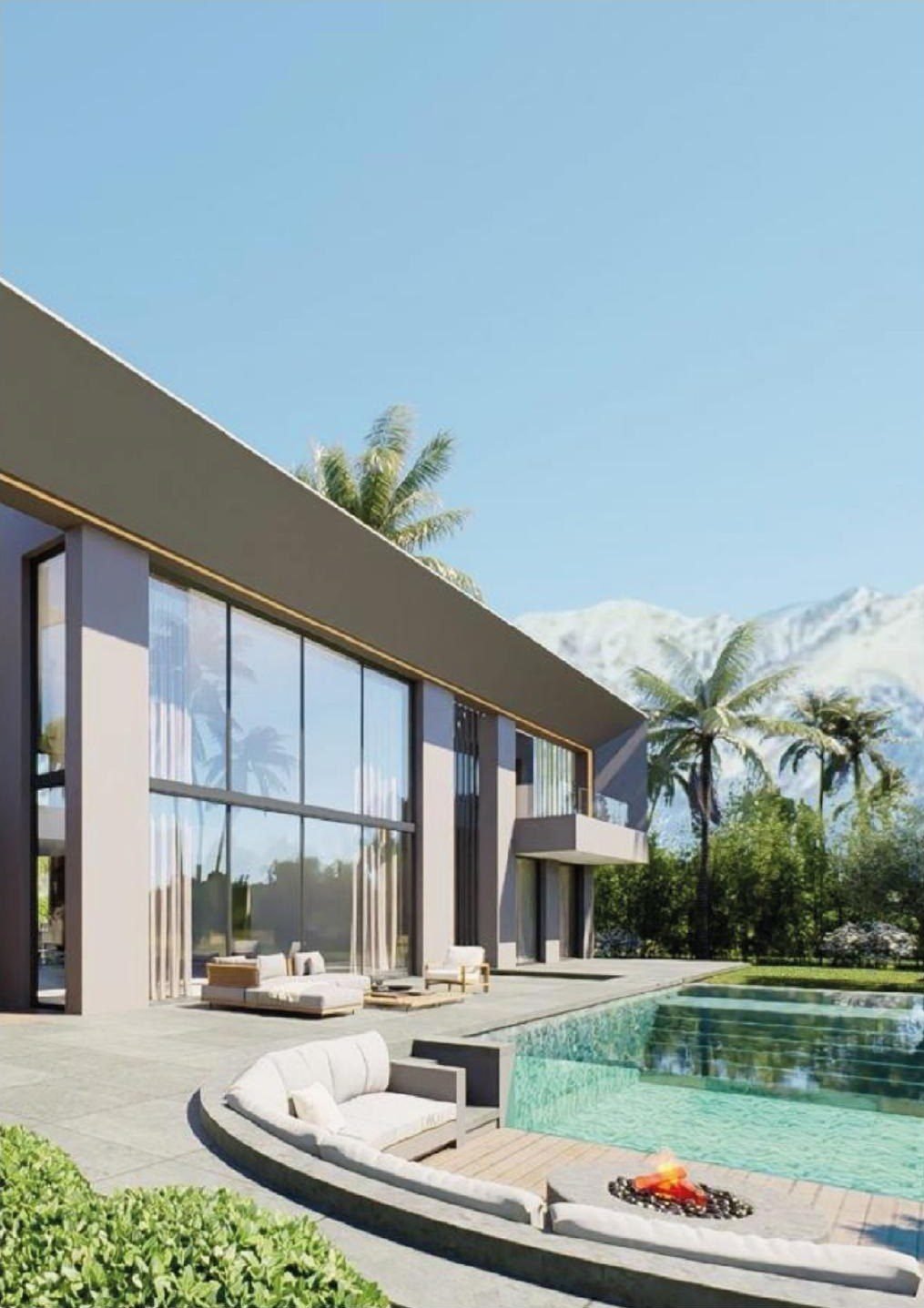 Huit villas d'exception face à l'Atlas, façade et piscine face à l'Atlas